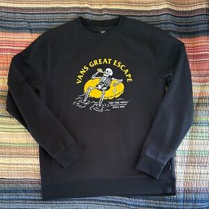 Vans Black Crewneck with Yellow Skeleton Design